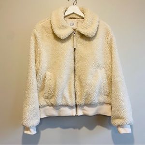 GAP Cream Sherpa Teddy Bomber Jacket (size L)
